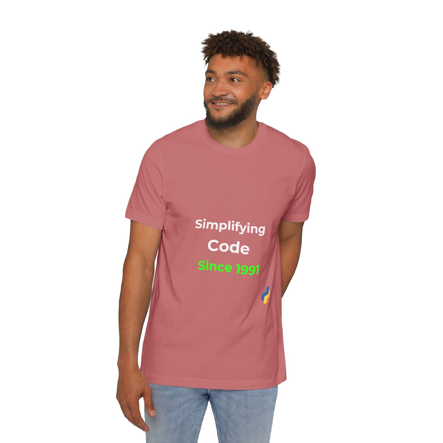 Python: Simplifying Code Since 1991 | Classic Python Programming T-Shirt | Usha Creations