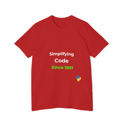 Python: Simplifying Code Since 1991 | Classic Python Programming T-Shirt | Usha Creations