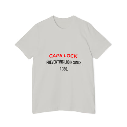 CAPS LOCK – Preventing Login Since 1980 | Funny Tech T-Shirt for Developers | Usha Creations