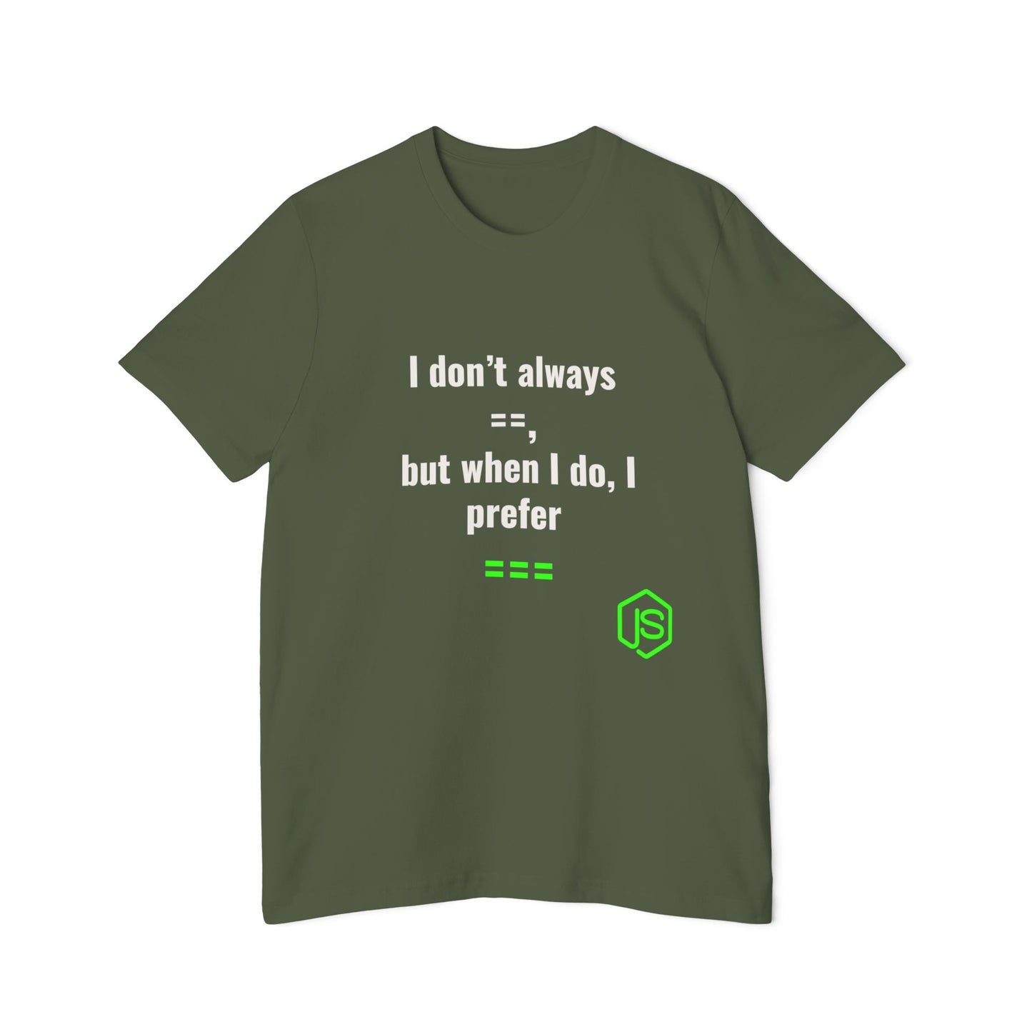 I Don’t Always ‘==’, But When I Do, I Prefer ‘===’ | JavaScript T-Shirt for Developers | Usha Creations