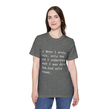 Divine Debug T-Shirt | Mysterious Code Comment | Programming Humor | Usha Creations