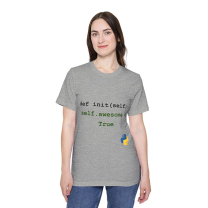 def init(self): self.awesome = True | Funny Python Coding T-Shirt | Usha Creations