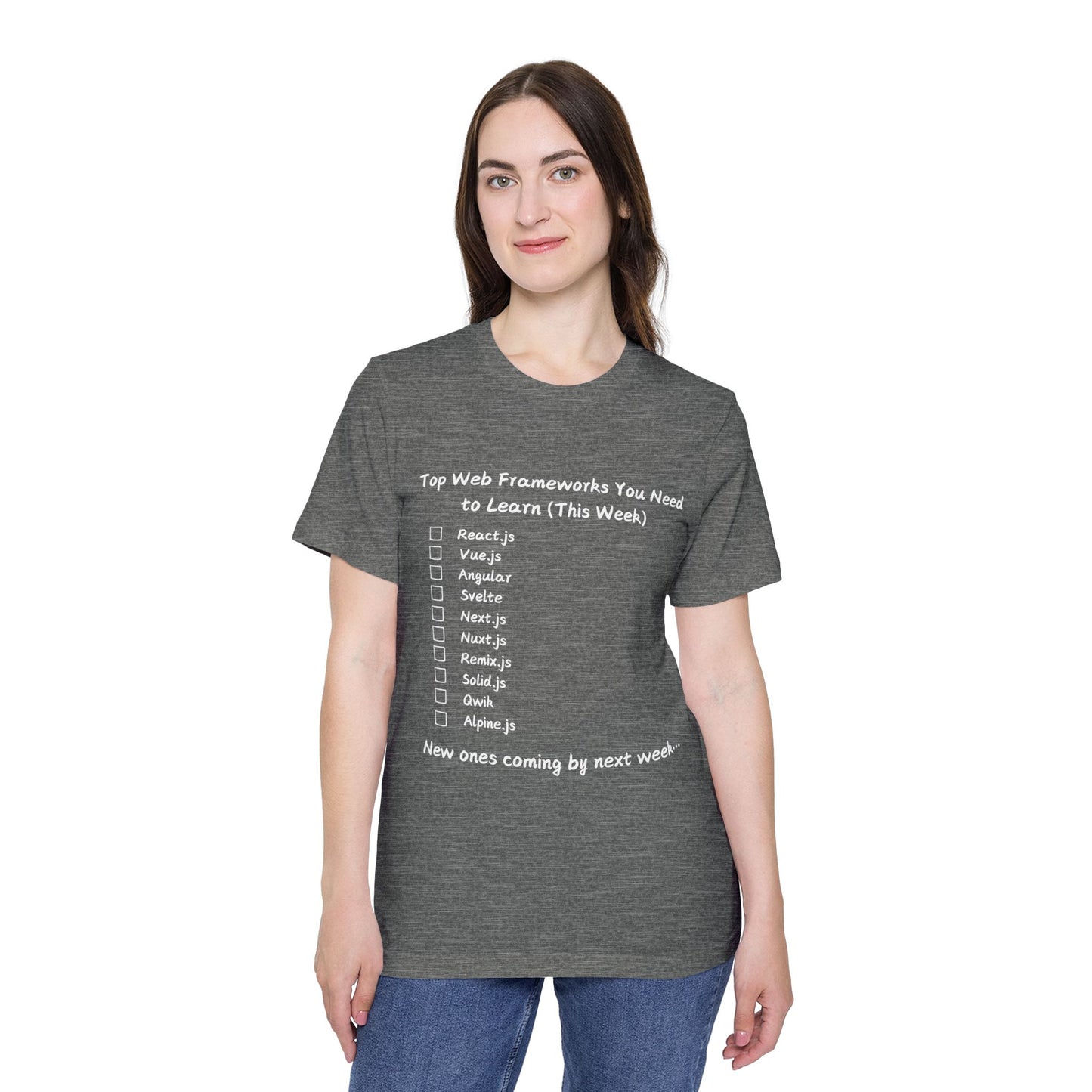 Endless Web Frameworks Developer Humor T Shirt | Frontend Meme Tees | Usha Creations