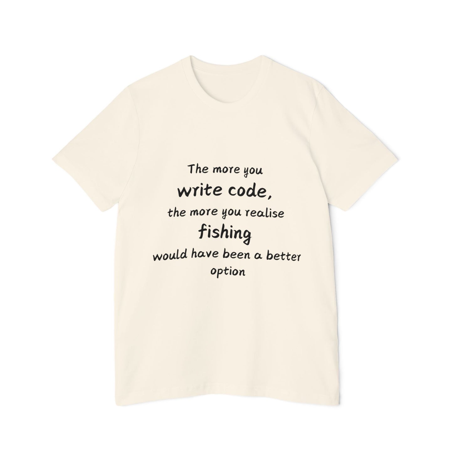 Code vs Fishing Developer Humor T Shirt | Programmer Life Meme Tees | Usha Creations