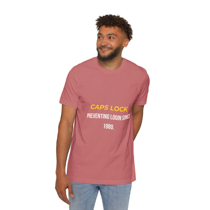 CAPS LOCK – Preventing Login Since 1980 | Funny Tech T-Shirt for Developers | Usha Creations