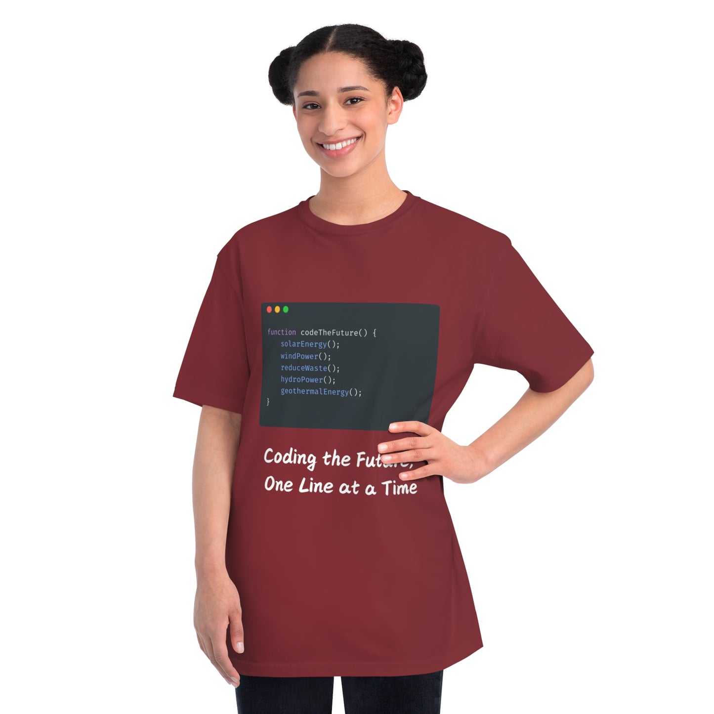 Code the Future Eco Dev Tee | Green Energy Coder Shirt | Usha Creations