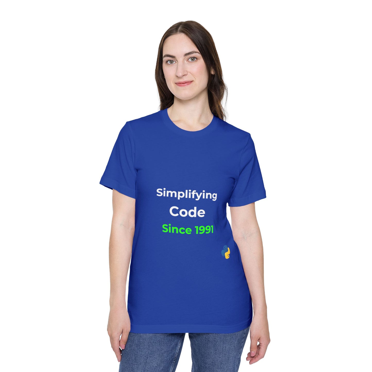 Python: Simplifying Code Since 1991 | Classic Python Programming T-Shirt | Usha Creations