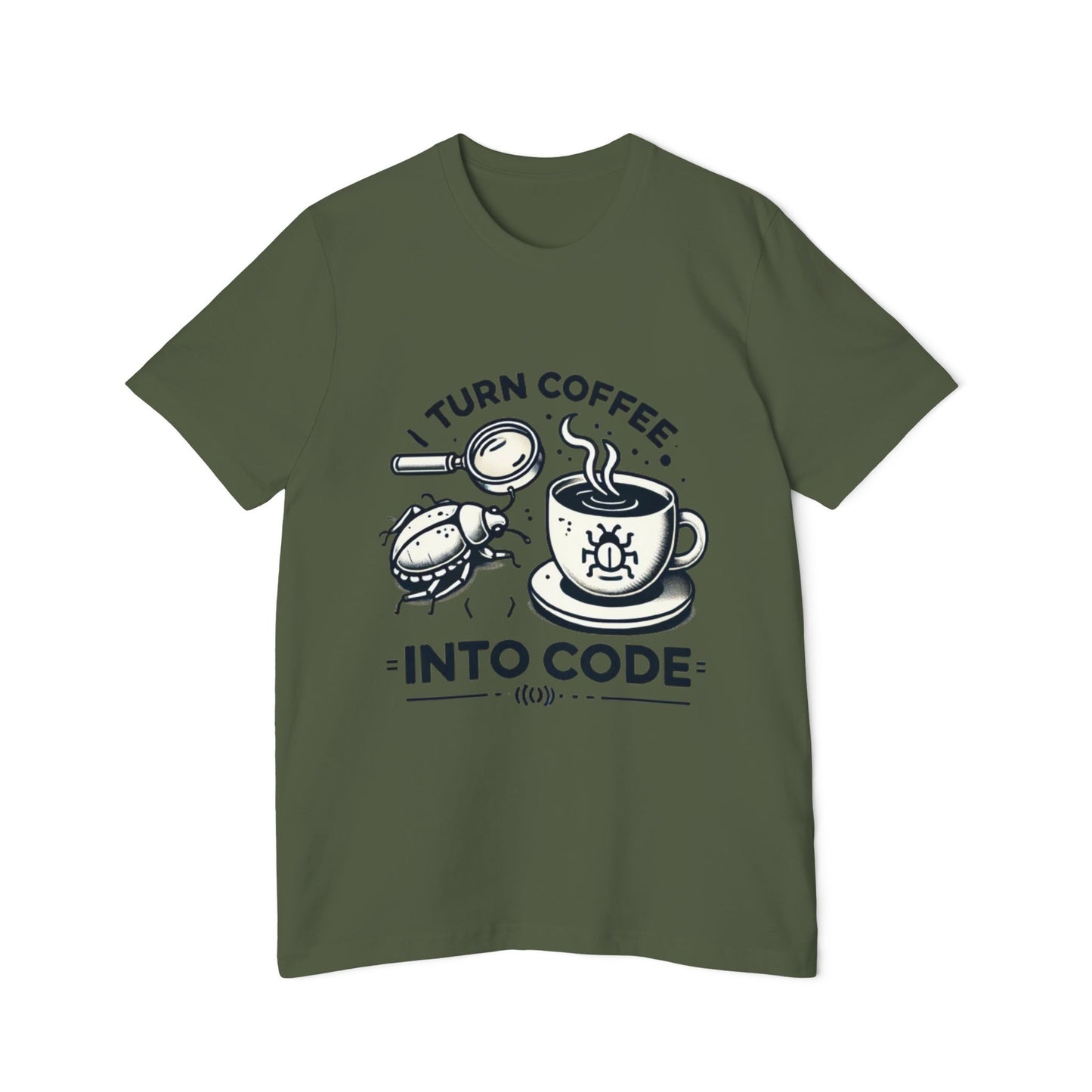 “I Turn Coffee Into Code” USA-Made Unisex Short-Sleeve Jersey T-Shirt