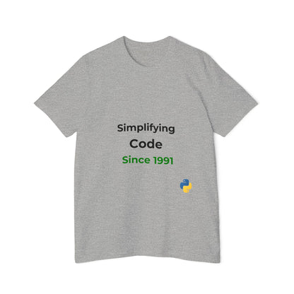 Python: Simplifying Code Since 1991 | Classic Python Programming T-Shirt | Usha Creations