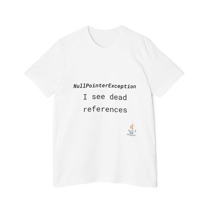 NullPointerException: I See Dead References | Java Developer T-Shirt | Funny Coding Shirt | Usha Creations