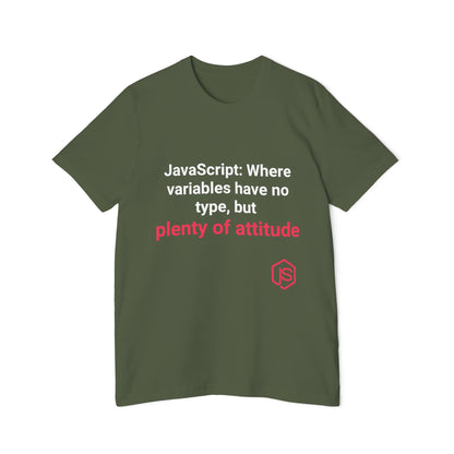 JavaScript: Where Variables Have No Type, But Plenty of Attitude | Funny Coding T-Shirt for Developers | Usha Creations