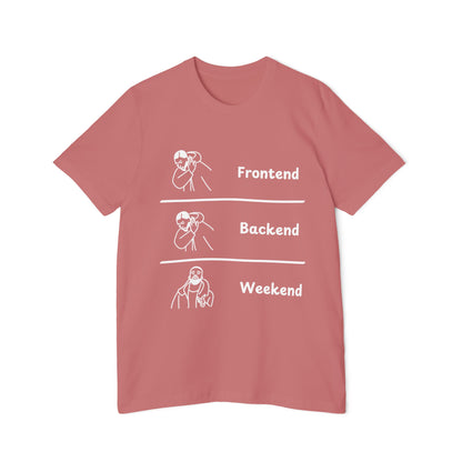 Frontend Backend Weekend Developer Humor T Shirt | Web Dev Life Meme Tees | Usha Creations