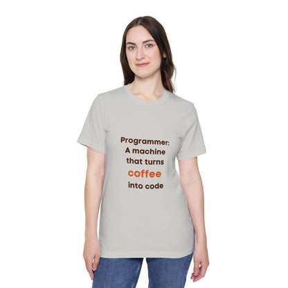 Programmer: A Machine That Turns Coffee into Code | Funny Tech T-Shirt for Developers | Usha Creations