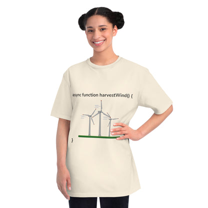 Async harvestWind() Tee | Green Code Wind Energy Shirt | Usha Creations