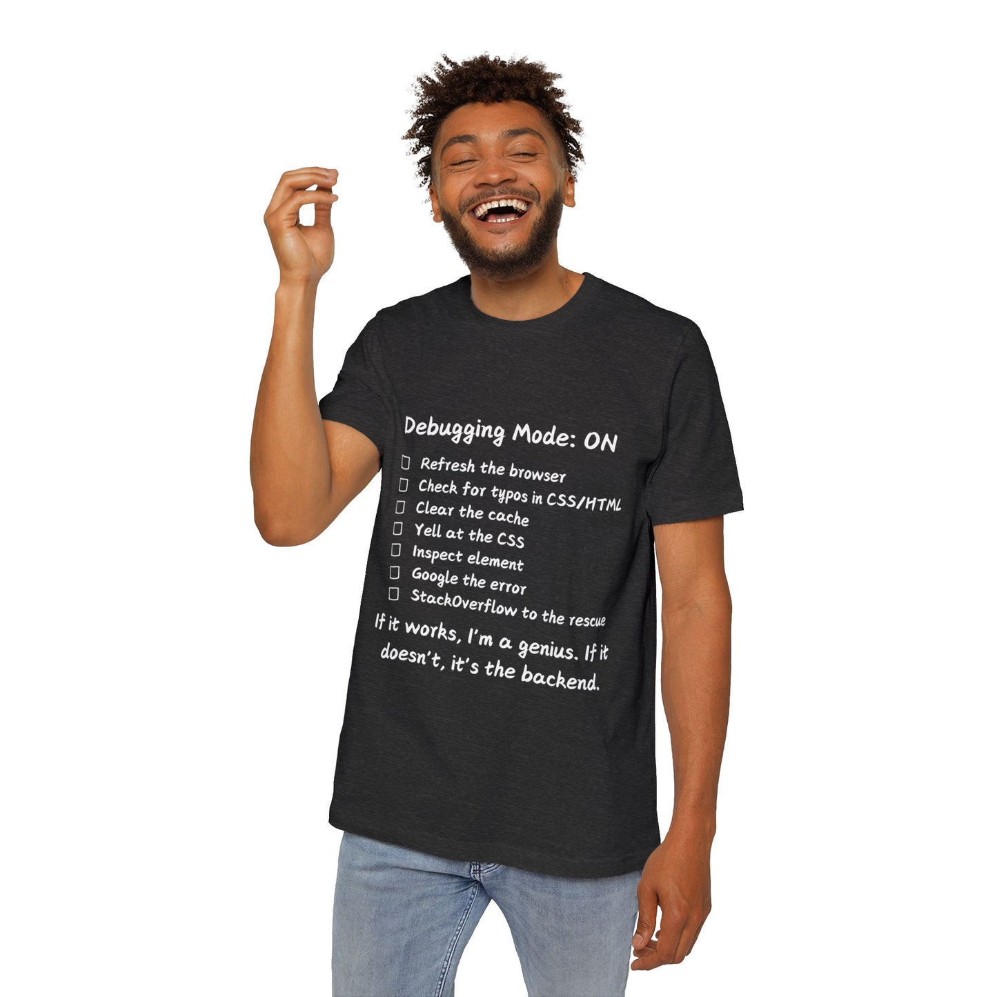 Frontend Debugging Mode Web Dev Humor T Shirt | CSS Battle Meme Tees | Usha Creations