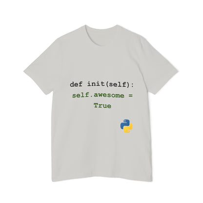 def init(self): self.awesome = True | Funny Python Coding T-Shirt | Usha Creations