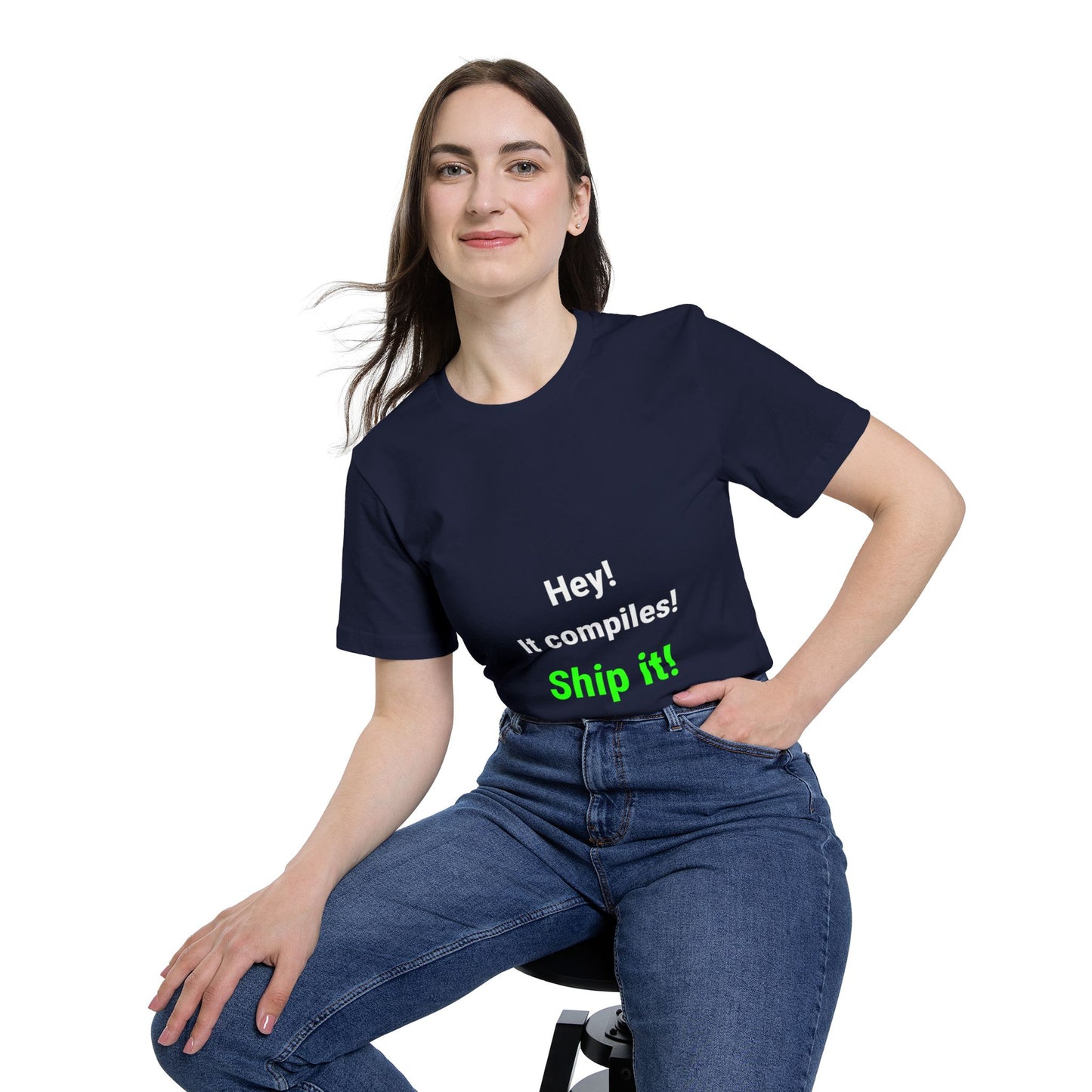 Hey! It Compiles! Ship It! | Funny Tech T-Shirt for Developers | Usha Creations