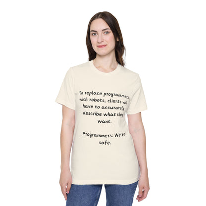 Programmer Job Security Humor T Shirt | Client Spec Meme Tees | Usha Creations