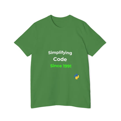 Python: Simplifying Code Since 1991 | Classic Python Programming T-Shirt | Usha Creations