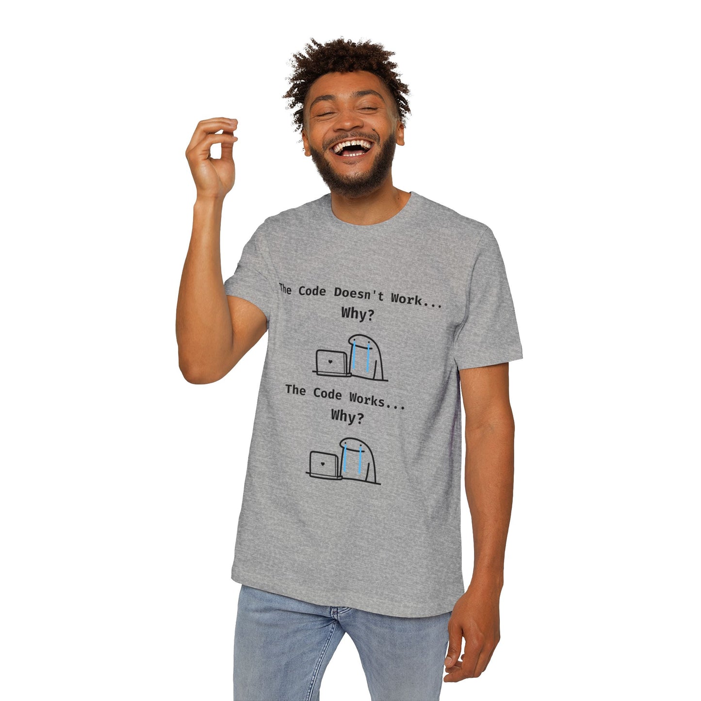 Developer Emotion Rollercoaster Debugging Humor T Shirt | Coding Life Meme Tees | Usha Creations