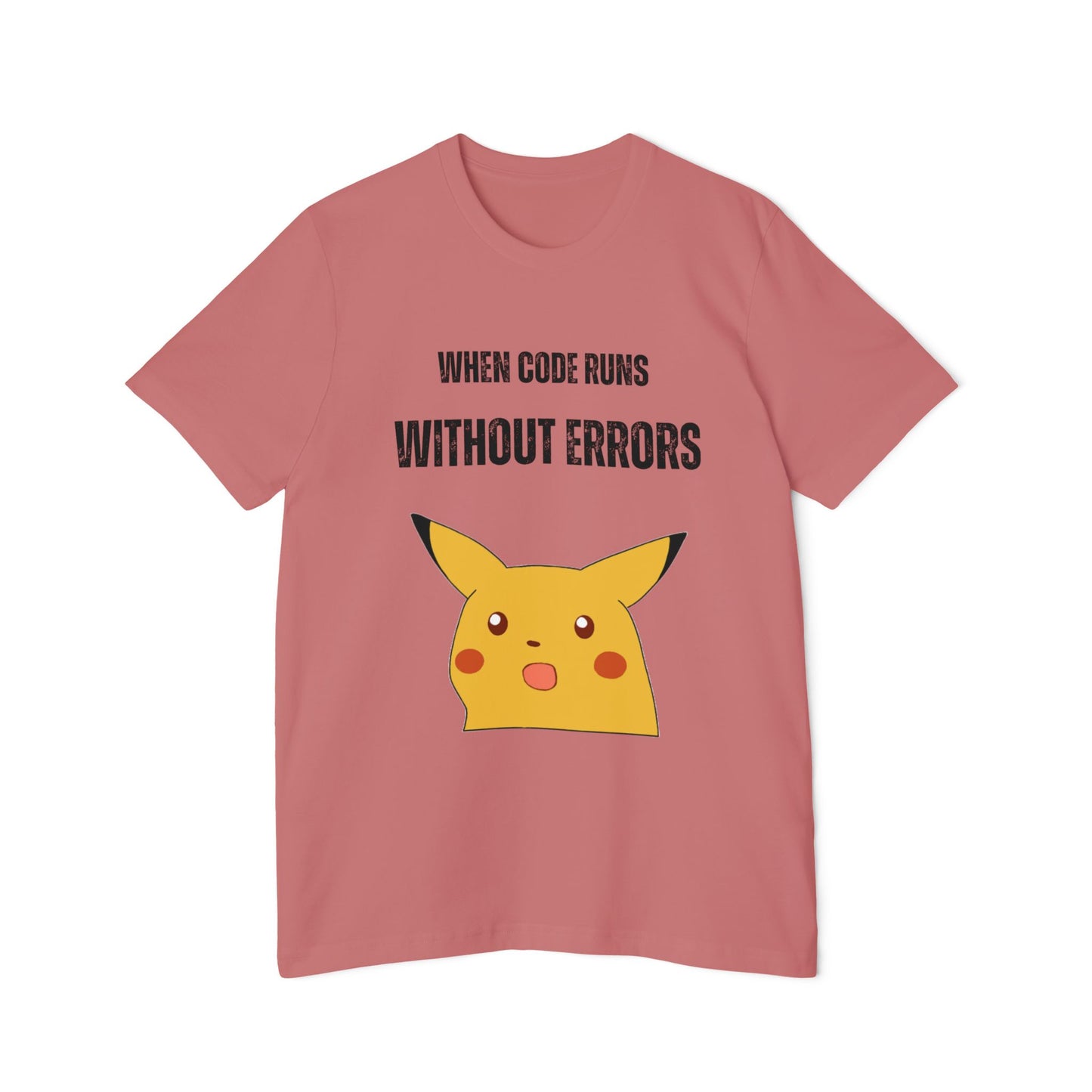 When Code Runs Without Errors: Surprised Face T-Shirt - Funny Coding Meme Tee