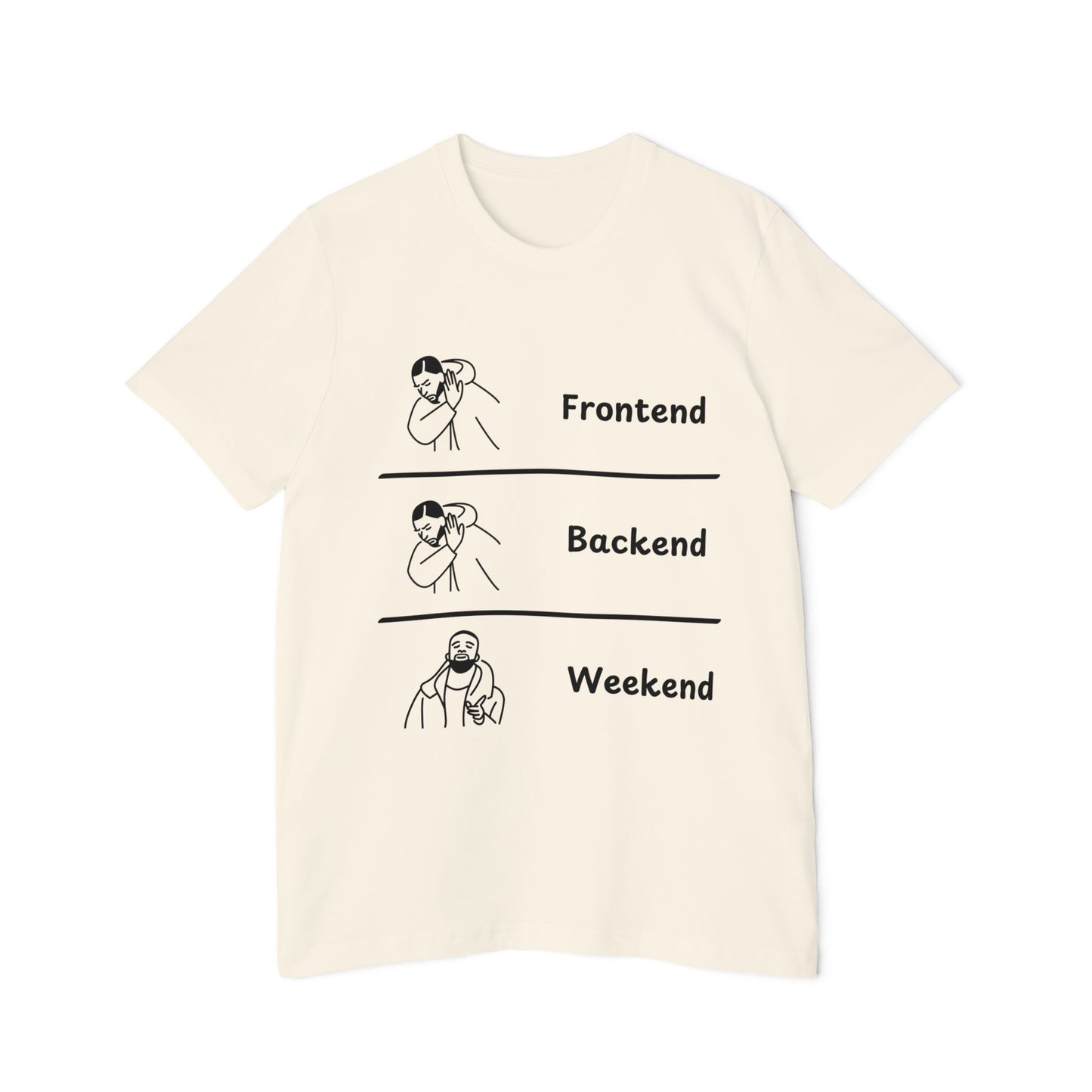 Frontend Backend Weekend Developer Humor T Shirt | Web Dev Life Meme Tees | Usha Creations