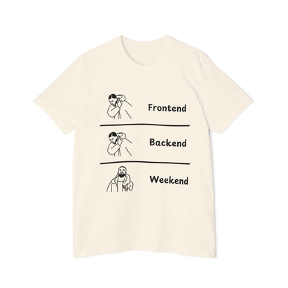 Frontend Backend Weekend Developer Humor T Shirt | Web Dev Life Meme Tees | Usha Creations