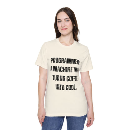 Programmer: A Machine That Turns Coffee into Code | Funny Developer T-Shirt | Coder Life Tee | Usha Creations