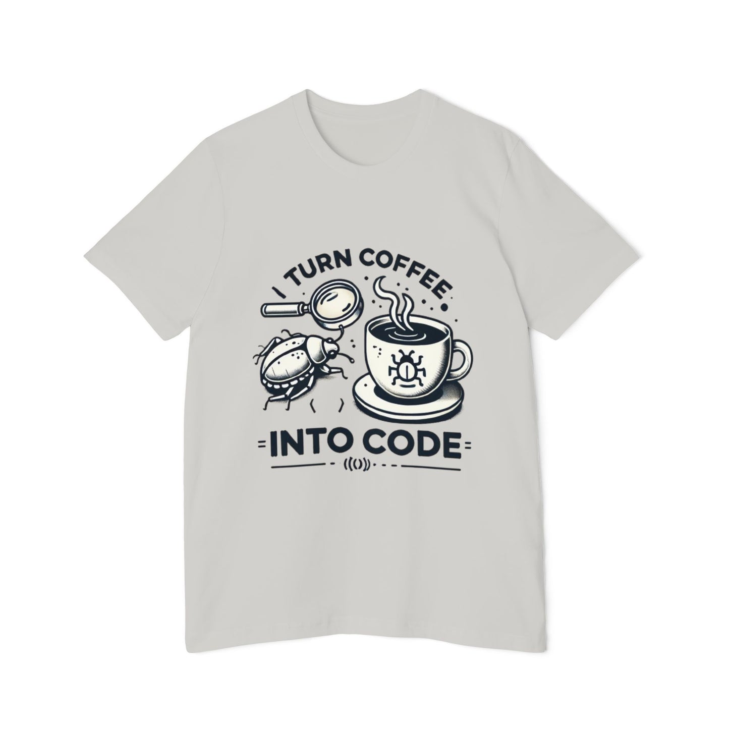 “I Turn Coffee Into Code” USA-Made Unisex Short-Sleeve Jersey T-Shirt