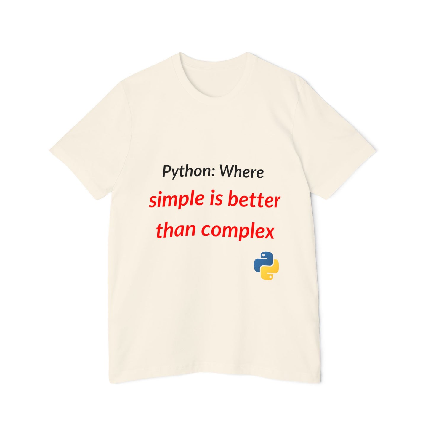 Python: Where Simple Is Better Than Complex | Funny Python Programming T-Shirt | Usha Creations