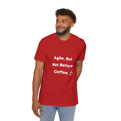 Agile, But Not Before Coffee | Funny Developer T-Shirt for Techies | Usha Creations