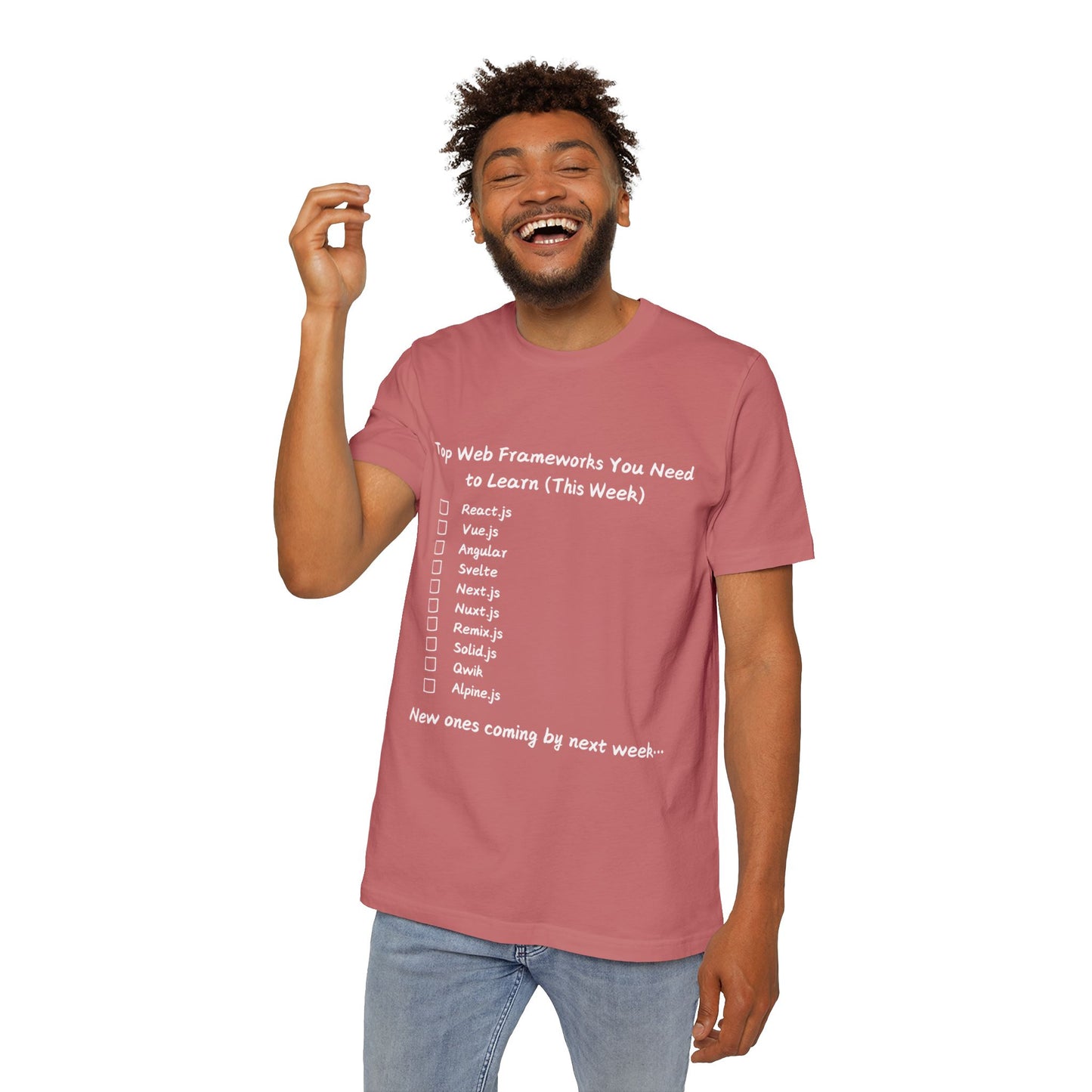 Endless Web Frameworks Developer Humor T Shirt | Frontend Meme Tees | Usha Creations