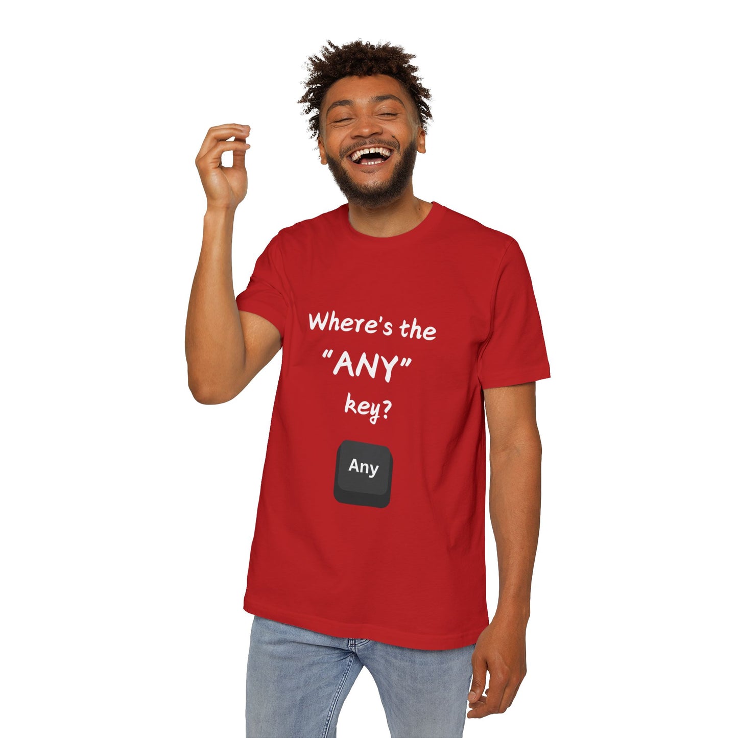 Any Key Confusion Tech Support Humor T Shirt | IT Helpdesk Meme Tees | Usha Creations