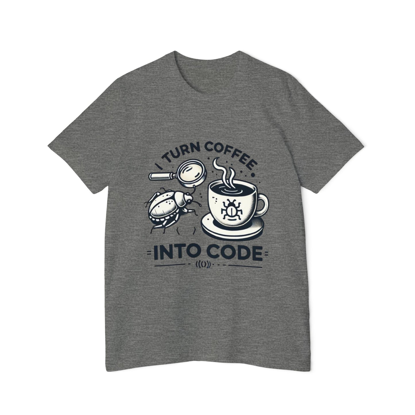 “I Turn Coffee Into Code” USA-Made Unisex Short-Sleeve Jersey T-Shirt