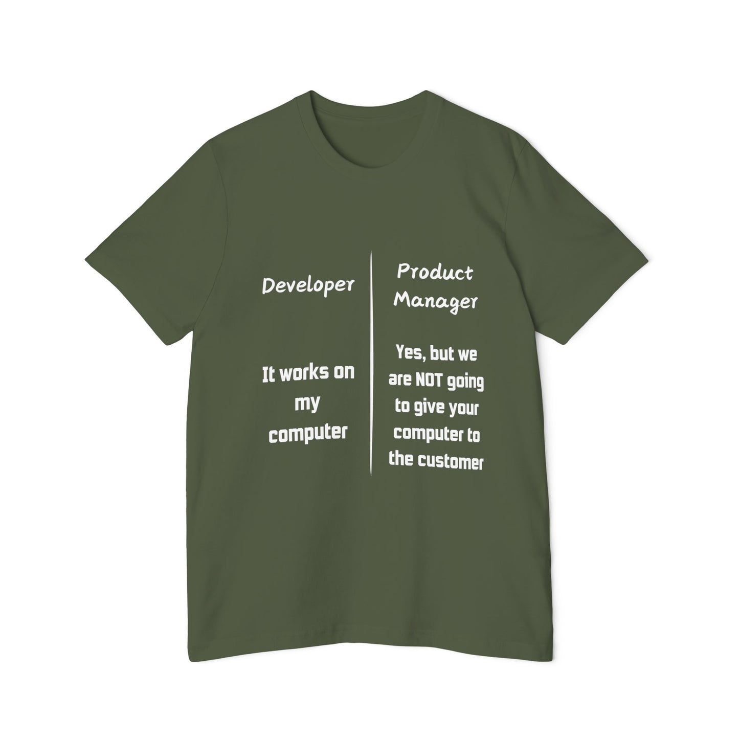 Works on My Computer Developer vs PM Humor T Shirt | Tech Team Meme Tees | Usha Creations