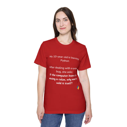 Python Colon Syntax Learning Humor T Shirt | Coding Education Meme Tees | Usha Creations