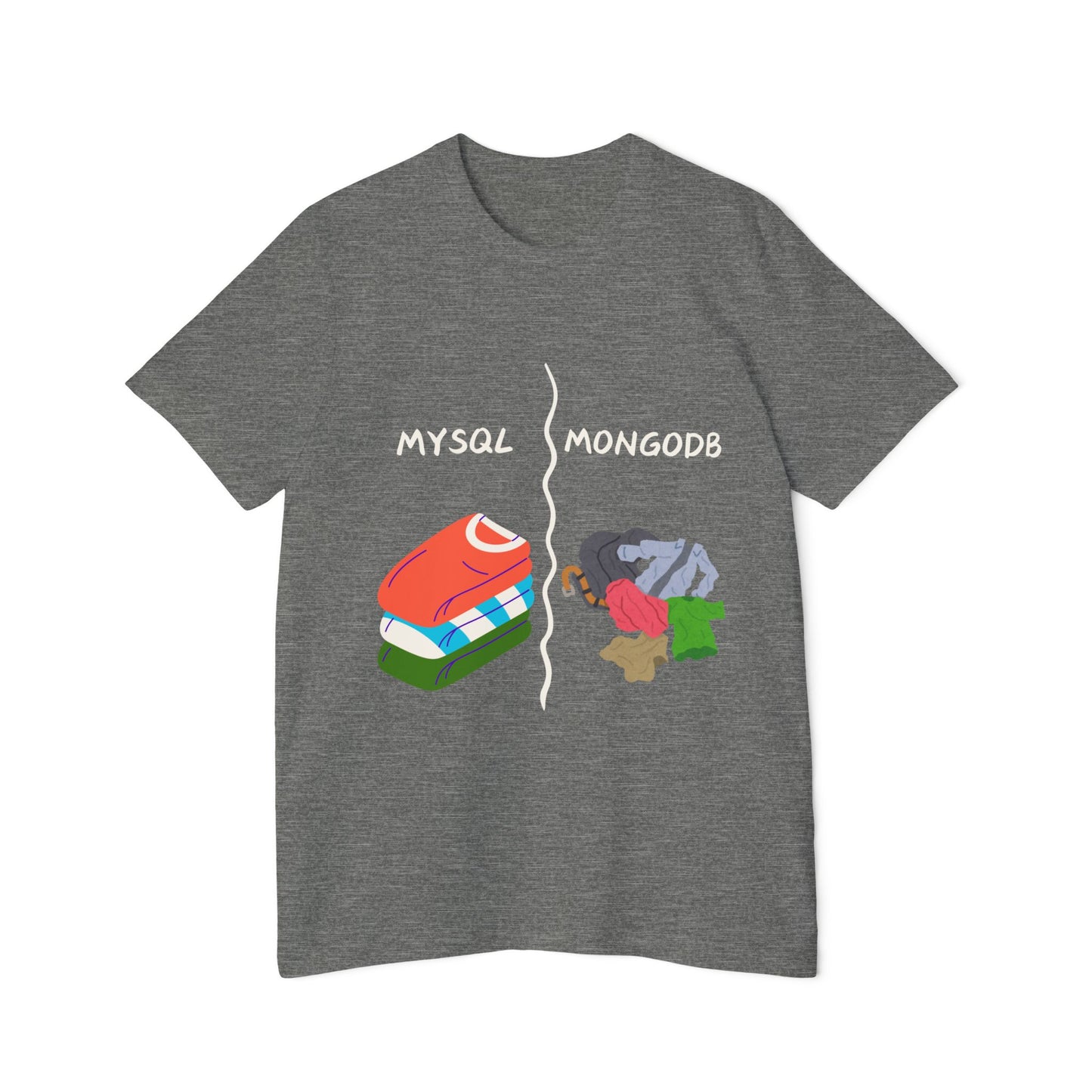 MySQL vs MongoDB Database Humor Tech T Shirt | Developer Meme Tees | Usha Creations