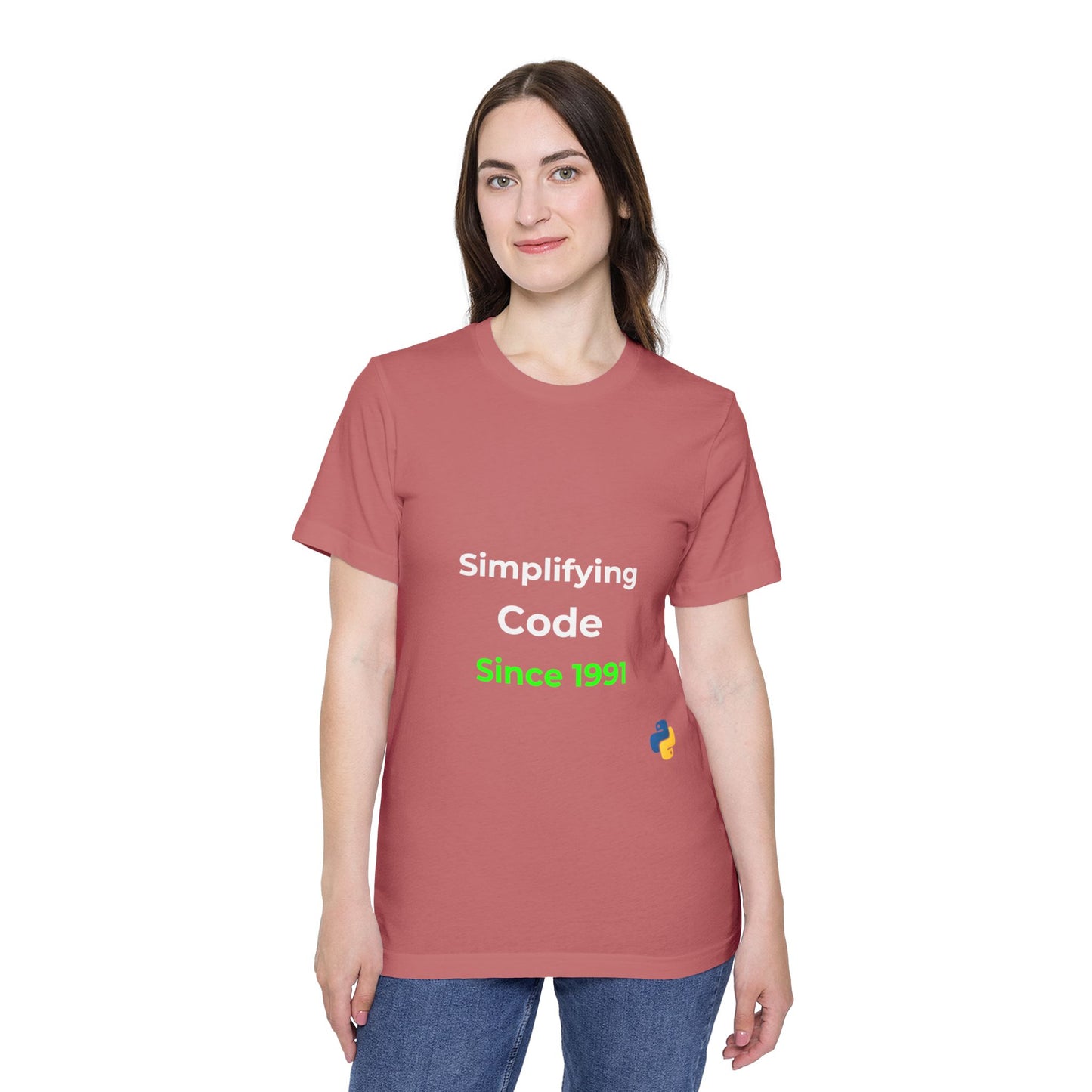 Python: Simplifying Code Since 1991 | Classic Python Programming T-Shirt | Usha Creations