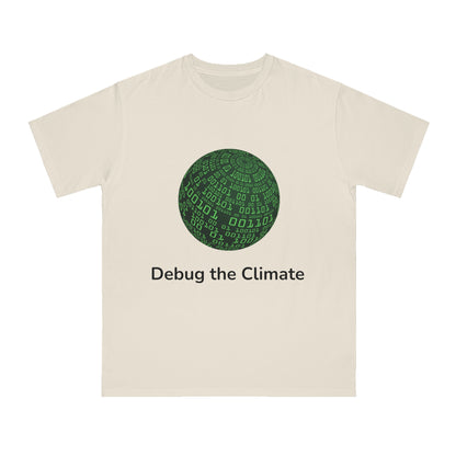 Debug the Climate Binary Globe Tee | Eco Coder Shirt | Usha Creations