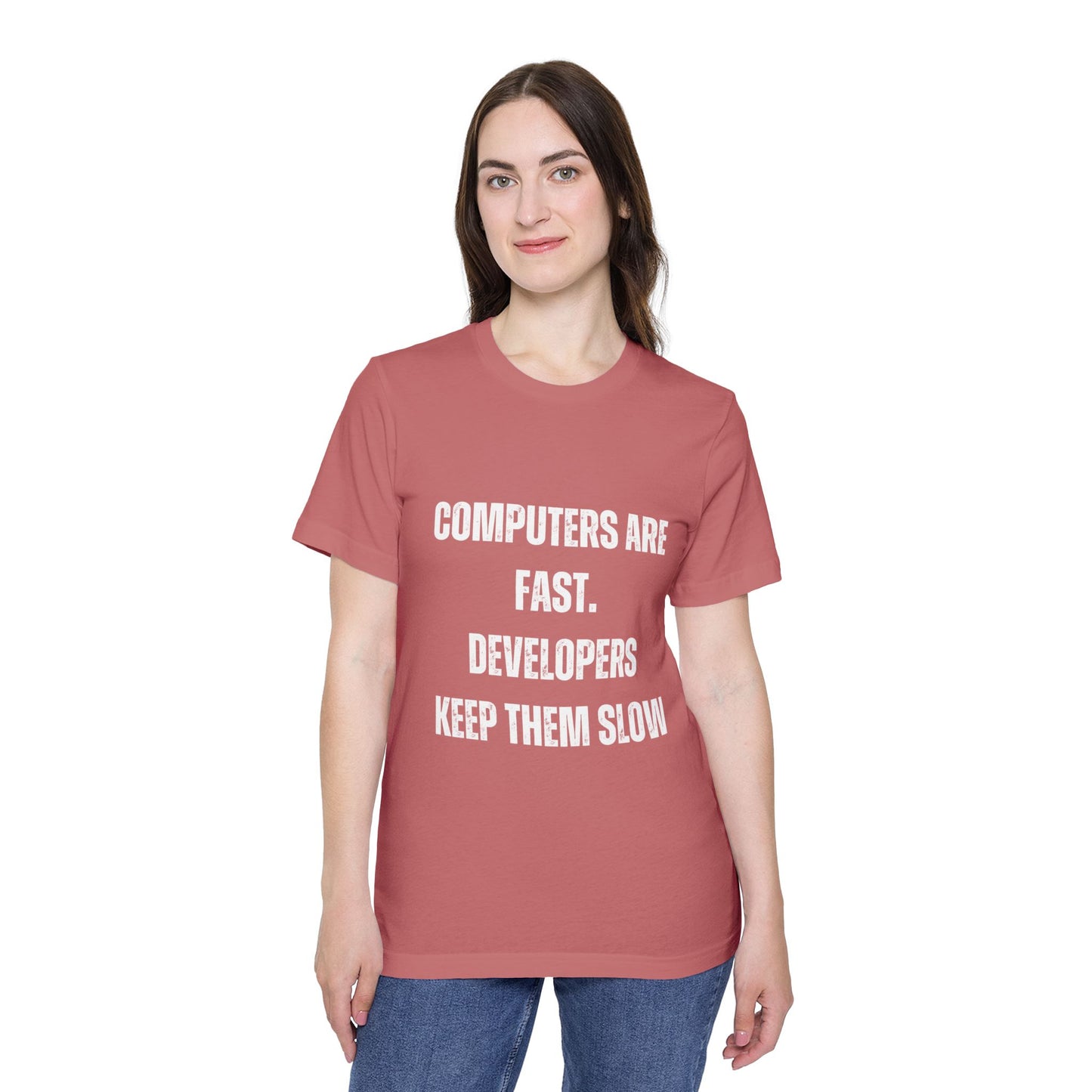 Computers Are Fast; Developers Keep Them Slow | Funny Programmer T-Shirt | Coding Humor Tee | Usha Creations