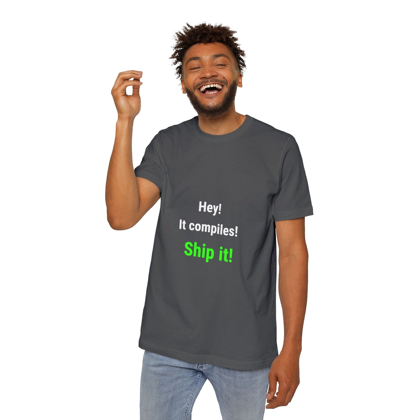 Hey! It Compiles! Ship It! | Funny Tech T-Shirt for Developers | Usha Creations