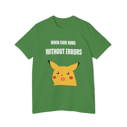 When Code Runs Without Errors: Surprised Face T-Shirt - Funny Coding Meme Tee