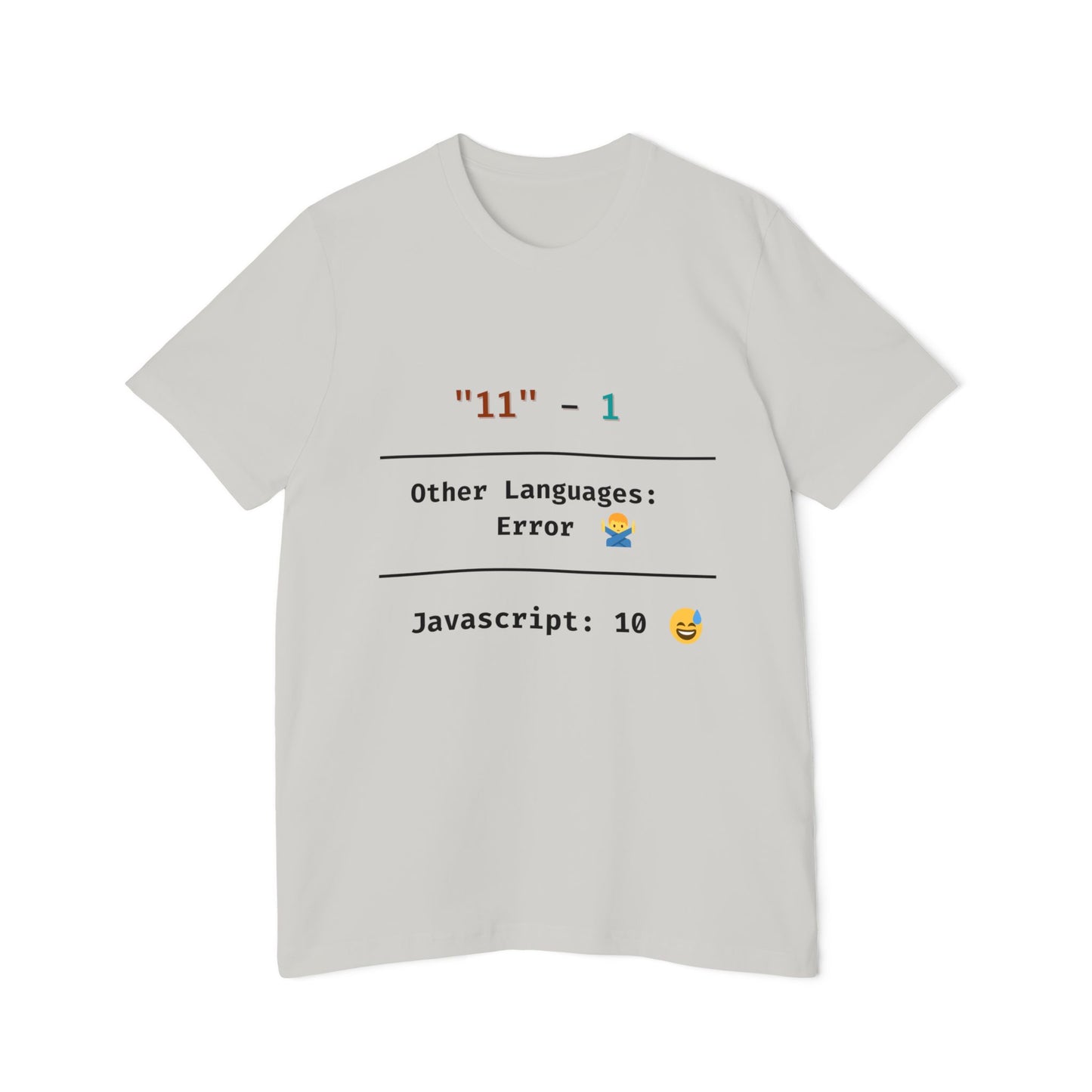 JavaScript Subtraction Quirk Coding Humor T Shirt | Web Dev Meme Tees | Usha Creations