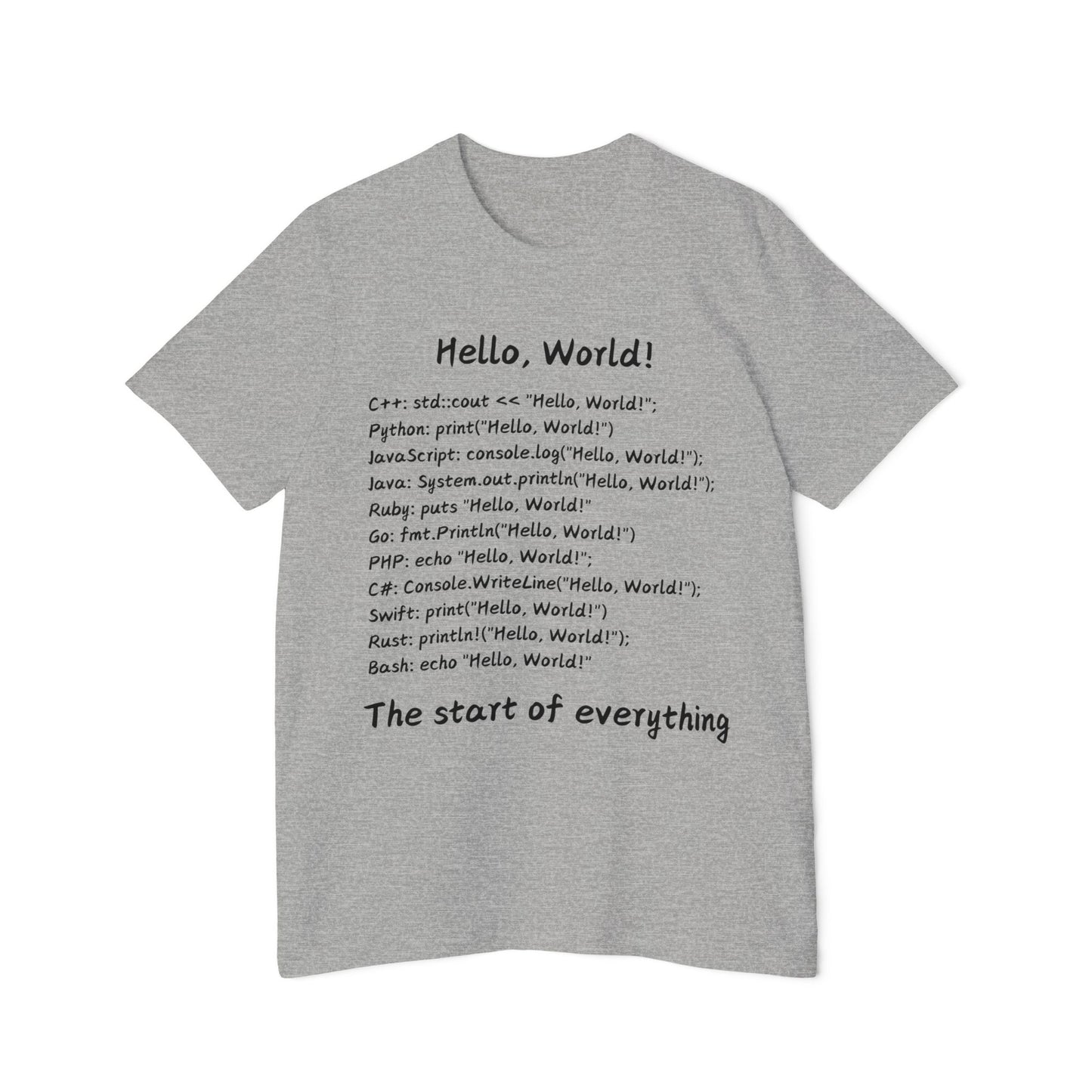 Hello World Multi-Language Programmer T Shirt | Coding Basics Meme Tees | Usha Creations