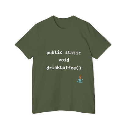 public static void drinkCoffee(); | Java Developer T-Shirt | Funny Coffee & Code Shirt | Usha Creations