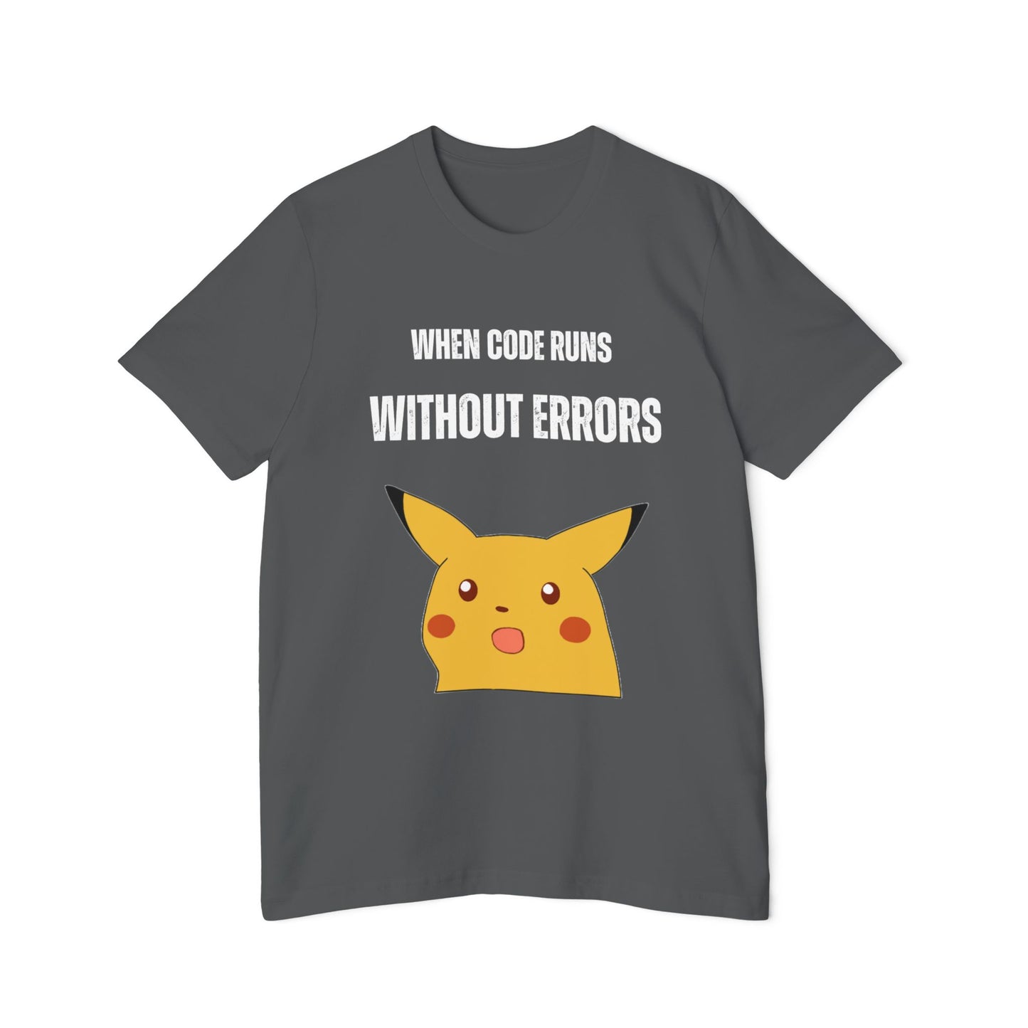 When Code Runs Without Errors: Surprised Face T-Shirt - Funny Coding Meme Tee