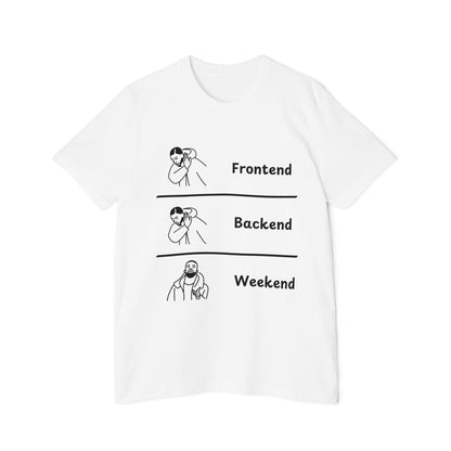 Frontend Backend Weekend Developer Humor T Shirt | Web Dev Life Meme Tees | Usha Creations