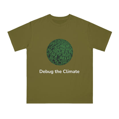 Debug the Climate Binary Globe Tee | Eco Coder Shirt | Usha Creations