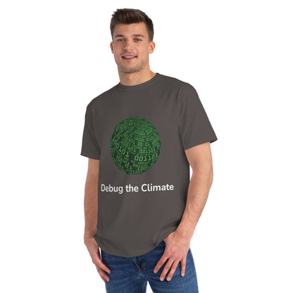 Debug the Climate Binary Globe Tee | Eco Coder Shirt | Usha Creations