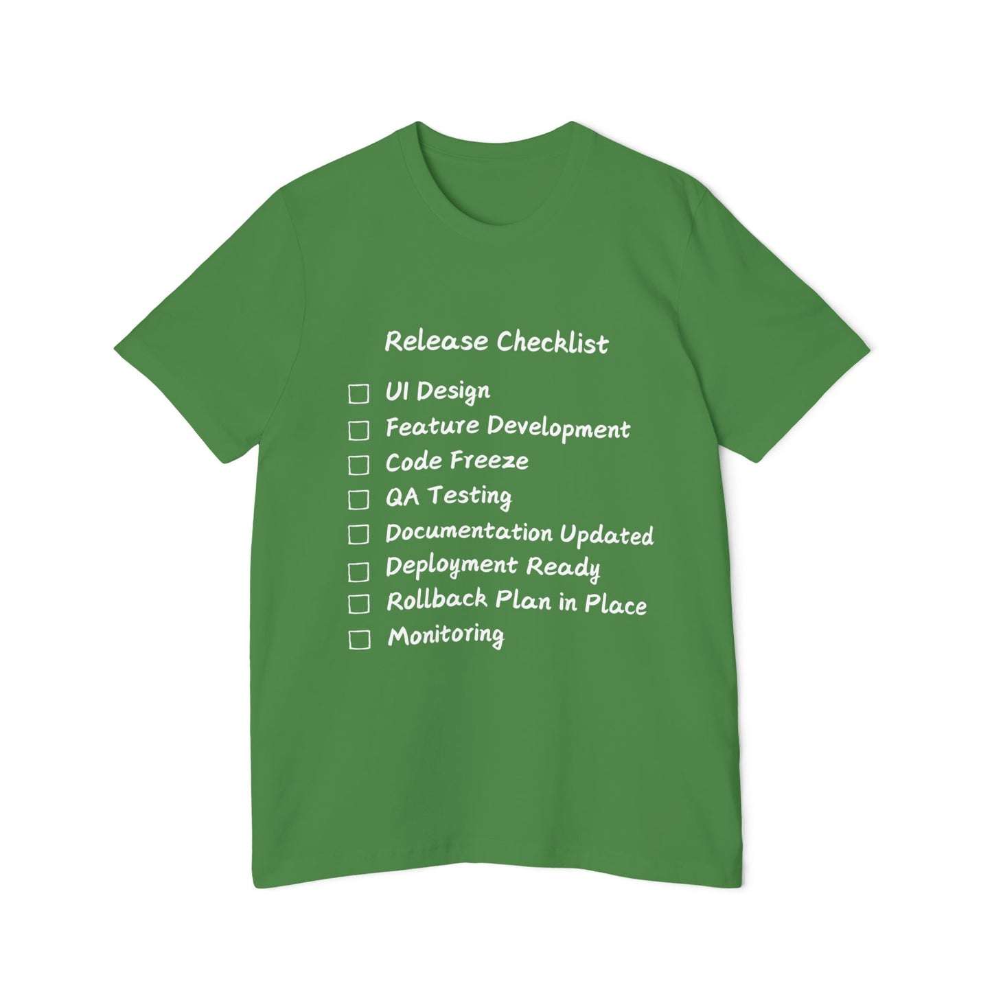 Software Release Checklist Dev Humor T Shirt | SDLC Meme Tees | Usha Creations